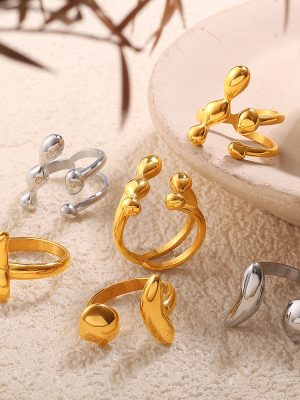 Hot Personality Couple Simple Plain Glossy Open Ring Stainless Steel 18K Gold Plating All-Match Ring