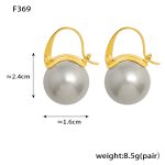 color: F369-Gold Gray Imitation Pearl Earrings