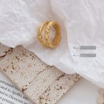 Beating Tin Foil Texture Double-Layer Ring Stainless Steel 18K Gold Forefinger Ring Tail Ring Jewelry Women
