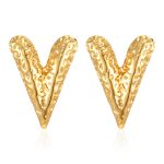 color: Hammered Heart Earrings Gold MS-392
