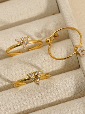 Stainless Steel Exquisite and Versatile Geometric Open Ring Female Adjustable Personalized Ring