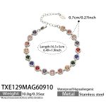 color: TXE129-Steel Color Multicolor Zircon Bracelet -16.5+5cm