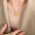 color: P1506-E Letter Gold Necklace -40+5cm