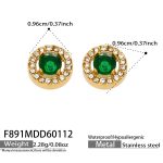 color: F891-Round Green Glass Stone