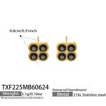 color: TXF225-Black Zircon Gold Earrings