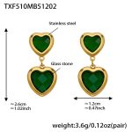 color: TXF510-Green Color Faceted Stone Gold Earrings