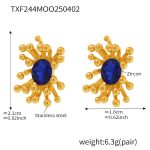 color: TXF244-Blue Zircon Flower Core Earrings