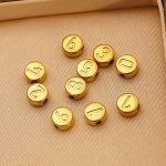 Stainless Steel 18K Gold Plating Beaded round Number 0-9 Beads Bracelet DIY Loose Beads Accessories