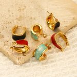 Oil Dripping Ear Clip Female Temperament Light Luxury Stainless Steel Design Refined and Simple Personality High-Grade Earrings