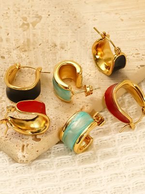 Oil Dripping Ear Clip Female Temperament Light Luxury Stainless Steel Design Refined and Simple Personality High-Grade Earrings