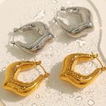 French Design Stainless Steel Water Drop Geometry Earrings Elegant C- Shaped Simple Basic All-Match Earrings