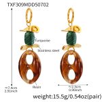 color: TXF309-Gold Turquoise Resin Earrings