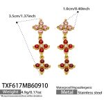 color: TXF617-Red Zircon Gold Earrings