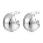 color: Half Round Hollow Earrings Steel Color MS-003