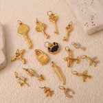 Exquisite and Small DIY Key Pendant Stainless Steel 18K Gold Plating Cute Various Modeling Accessories