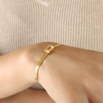color: E377-White Zircon Gold Bracelet -14+5cm
