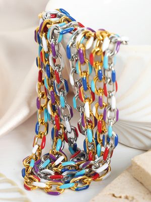 New Vacation Advanced Oil Dripping Stainless Steel Necklace Bracelet Versatile Personality Ornament Women