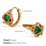 color: EH1056GNG Green Zircon Gold Small Hoop Earrings