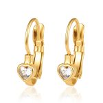 color: Small Heart French Clasp Earrings 14 Gold