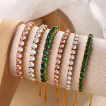 Twin All-Match Gold Drawstring Bracelet Exquisite Shining Adjustable Diamond Bracelet