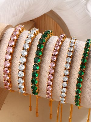 Twin All-Match Gold Drawstring Bracelet Exquisite Shining Adjustable Diamond Bracelet