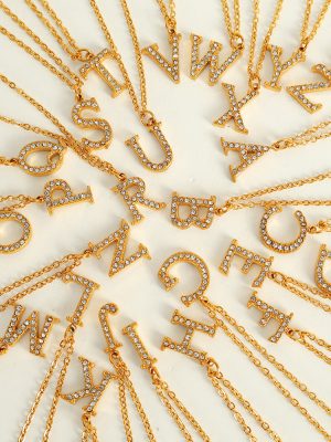 Stainless Steel 26 Letters Elegant Exquisite Pendant Necklace Light Luxury Clavicle Chain Advanced All-Match