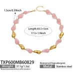 color: TXP600-Pink Color Resin Gold Necklace -44.5+5cm