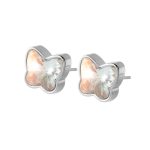 color: White Stone Steel Color Stud Earrings
