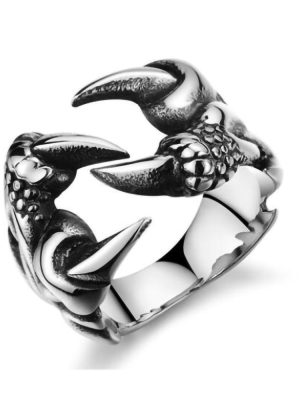 New Men's Domineering Open Dragon Claw Ring Halloween Skull Rock Ornament