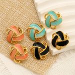 Temperament Entry Lux Advanced Design Ear Studs Women's Stainless Steel Oil Dripping Elegant All-Match Earrings