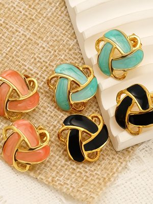 Temperament Entry Lux Advanced Design Ear Studs Women's Stainless Steel Oil Dripping Elegant All-Match Earrings
