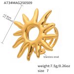 color: A734-Gold Sunflower Open Ring / size: US 7