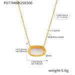 color: P077-White Glass Pendant Necklace 40+5cm