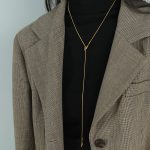 Korean Style Personality Geometry Line Knotted Design Snake Bones Chain Versatile Plated 18K Sweater Chain