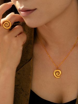 Elegant and Personalized Simple Spiral Modeling Jewelry Line Twist Design Stainless Steel Jewelry Set