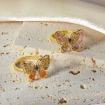 Fresh and Elegant Personality Affordable Luxury Diamond-Studded Design Butterfly Ring Mori All-Match Copper Ring