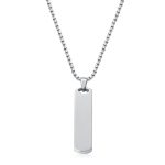color: Fully Polished Square Tag Pendant Necklace Steel Color