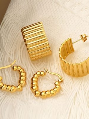 All-Match Heart-Shaped Multi-Part Cold Ear Studs Women's Stainless Steel Advanced Light Luxury Personalized Earrings