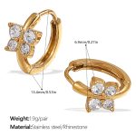 color: EH1050WEG White Rhinestone Gold Small Hoop Earrings