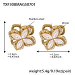 color: TXF308-Gold 5A Zircon Rotating Flower Earrings