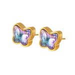 color: Gradient Purple Stone Gold Stud Earrings