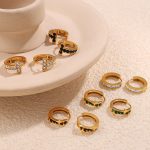 18K Gold Plated Earrings Stainless Steel Inlaid Rhinestone All-Match Light Luxury Earrings