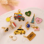 New All-Match DIY Taxi Smiley Face Pendant Parts Stainless Steel Color Variety Grid
