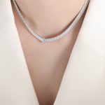 color: P1502-Steel Color White Zircon Necklace