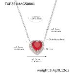 color: TXP354-Steel Color Heart Zircon Necklace 43+5cm
