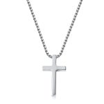 color: Fully Polished Piercing Cross Necklace Steel Color