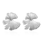 color: Ginkgo Leaf Earrings Steel Color MS-432