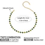 color: TXP533-Green Color Zircon Necklace 30+12cm-L
