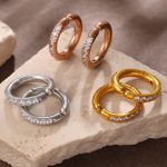 High-Grade Simple Bracelet Three-Color Inlaid Zircon Ear Clip Stainless Steel Minimalist Ornament Female