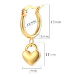 color: 2.0*15 Round Hanging Small Heart Pendant Earrings Gold MS-660
